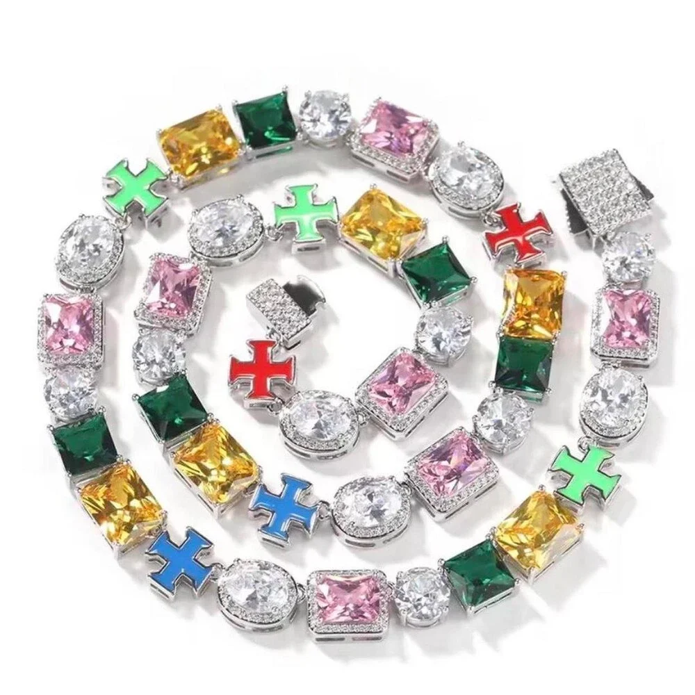 Multi Coloured Cross Necklace 20 Inch 83 A 8